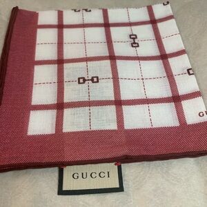 Gucci Burgundy and White Checkered Handkerchief